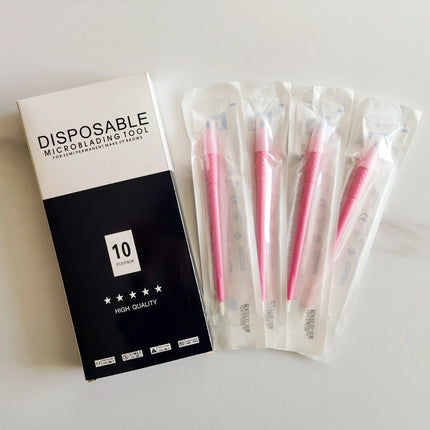 10/50Pcs 0.15mm 18U Microblading Disposable Manual Pen Permanent Makeup Eyebrow Tattoo Pen