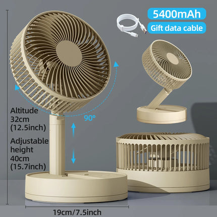 KASYDoFF Portable Oscillating Desk Fan, 8-Inch＆ 5400mAh USB Battery Operated Fan with 4 Speed Strong Airflow Foldable Personal