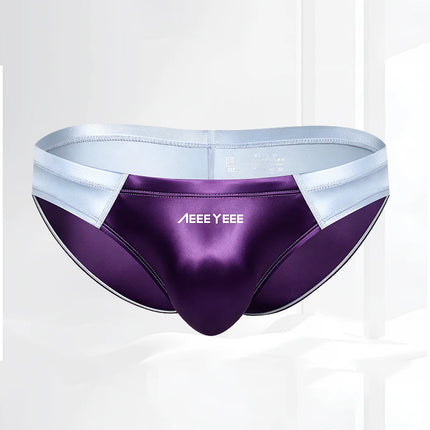 Men's Underwear Sexy Low Waist Triangle Briefs Satin Silky Comfortable Breathable Thin Underpanties