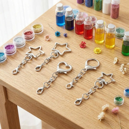 10Pcs 360 Rotate Spring Snap Keychain Multi Styles Star Heart Star Shaped Clasp Open Jump Ring Spring Snap Keyring Pendant
