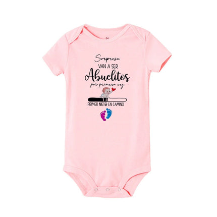Surprise Their First Grandchild Is on The Way.print Baby Jumpsuit Baby Announcement Newborn Bodysuit Infant Short Sleeve Outfit