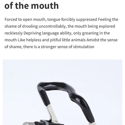 Stainless Steel BDSM Gag with Tongue Press Adjustable Metal Mouth Restraint Mouth Plug Slave Deep Throat Gag Restraint for Adult
