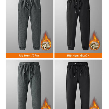 Winter Men's Sweatpants Thick Warm Fleece Joggers Sportswear Zip Pockets Cotton Casual Track Pants Plus Size 6XL 7XL 8XL