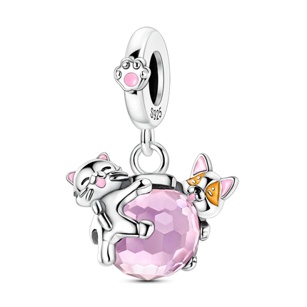 2026 Romantic Pink Color Charms Bead 925 Sterling Silver CZ Zircon Love Heart Pendants Fit Original Bracelet DIY Jewelry Gift