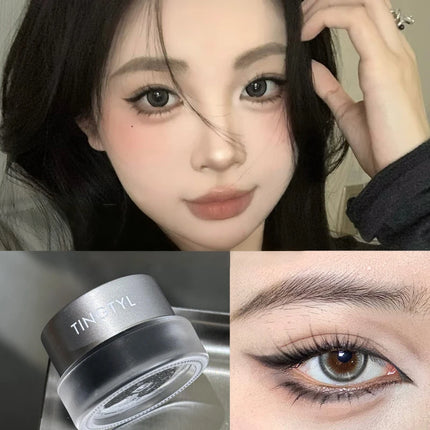 Waterproof Matte Red Eye Liner Paste with Blade Brush Soft Easy Coloring Slim Bold Gel Eyeliner Silkworm Cream Natural Tint