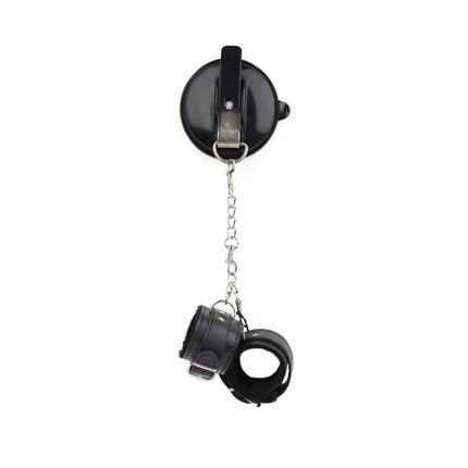 BDSM Restraint Sex Toys Leather Handcuffs with Strong Suction Cups Plush Handcuffs Couple Indoor Scene Game Flirting Sex Toys