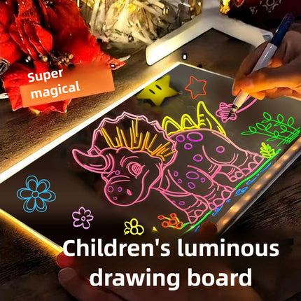 LED Drawing Board Luminous Wordpad DIY Acrylic Board with Colour Pens LED Note Board Kid Drawing Toy Blackboard with Night Light