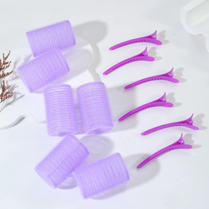 12pcs/set air bar curling iron tube self-adhesive magic roll and bangs hair clip curling styling tool  Special for real hair wig