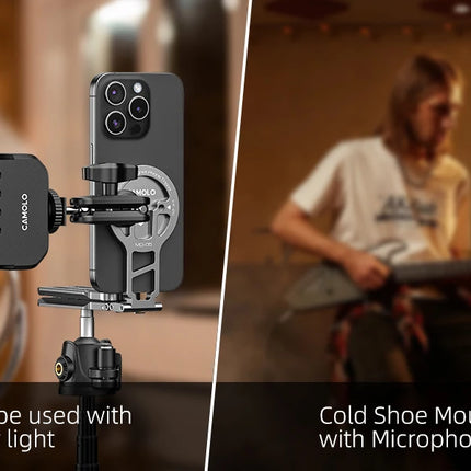 CAMOLO MG-05 Magnetic Phone Holder Magsafe Tripod w/ Arca-Swiss Cold Shoe for Phone Vlog Foldable Desktop Phone Mount for Travel