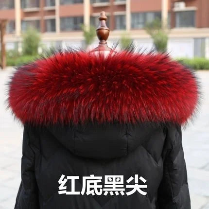 Natural Real Raccoon Fur Collar winter women Down Coat Hood Decor Fur Trim Warmer Fur Scarf Ladies Genuine Luxury Shawls