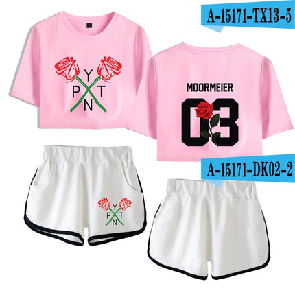 Youthful Payton Moormeier T-shirts shorts Pants Dew navel Sport Girls Short Sleeve Suits Sexy Girls Summer Two Pieces sets