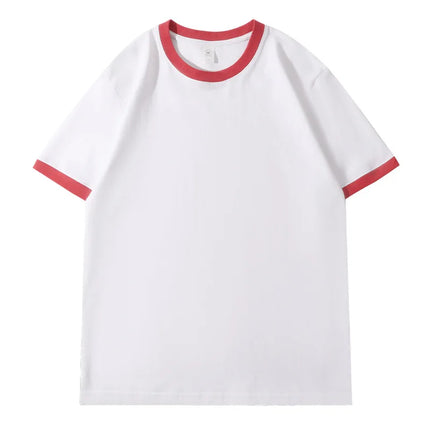 210G Heavy Cotton Men's T-shirt Edge-bumping O-Neck Short-sleeved Man T shirt Contrasting Color Splicing Men T-shirt Tops Tees