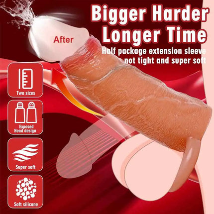 Realistic Penis Sleeve Extender Cock Sleeve Reusable Silicone Condom Dick Enlargement Delay Ejaculation Sex Toys for Men Sexual