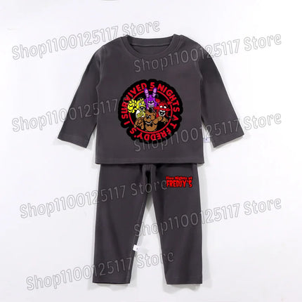 FNAF Pajamas Pants Set Children Thermal Underwear Suit Anime Five Nights at Freddy's Cool Clothing Suits Boys Girls Loungewear Gift