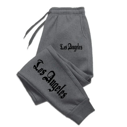 Los Angeles City Letter Print Men'S Women'S Trouser Loose Jogging Pant Fit Running Trousers Warm Jogger Casual Sweatpants Couple