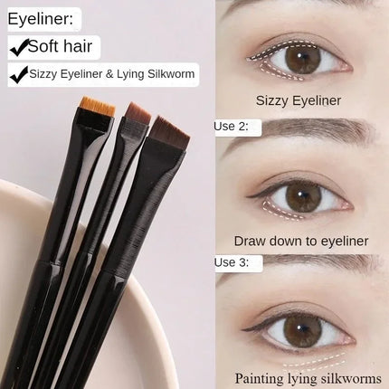New 2 Pieces/set Eyebrow Contour Brush 0.06mm Ultrathin Eyebrow Eyeliner Brush Portable Small Angle Eyebrow Brush Makeup Tool