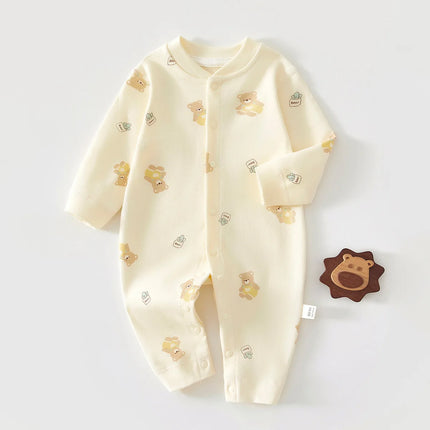 0-18M Baby Pure Cotton Onesie All Seasons Long Sleeve Crawling Suit for Boys and Girls Spring and Autumn Outwear Base Layer