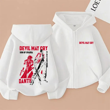 Anime Devil May Cry Son of Sparda Dante Zipper Hoodie Men Women Cartoon Manga Zip Up Jacket Coat Unisex Vintage Casual Hoodies