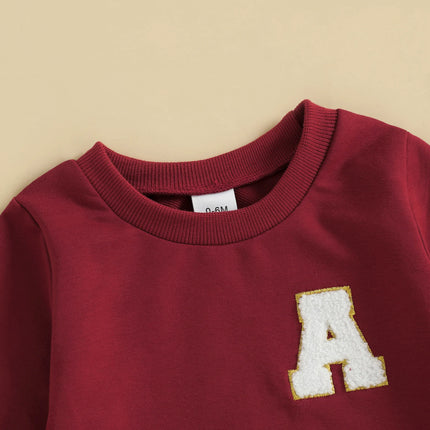 Spring Autumn Toddler Kids Baby Girls Boys Sweatshirts Letter Embroidery Round Neck Long Sleeve Casual Pullover Tops
