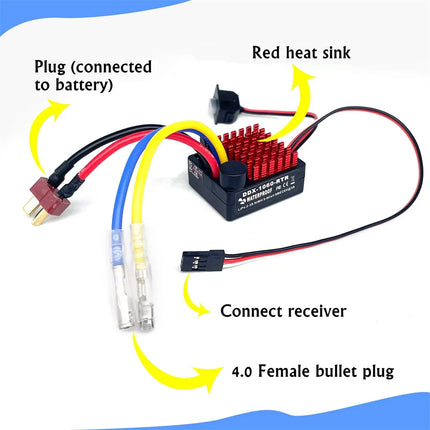 1060 RTR 60A ESC Brushed Electronic Speed Controller 2-3S LiPo Waterproof BEC 6V3A for 1/10 Axial SCX10 TRX4 TRX6 D90 HPI