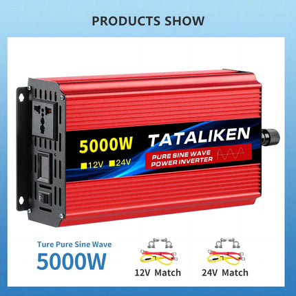 Pure Sine Wave Inverter 1000W-4000W DC 12V and 24V to AC 220V 50hz Power Inverter Charger  Adapter Universal Socket