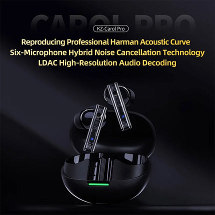 KZ Carol Pro TWS Bluetooth 5.4 Earphone 6 MIC Active Noise Canceling True Wireless waterproof in-Ear Earbuds Hifi Game Headphone