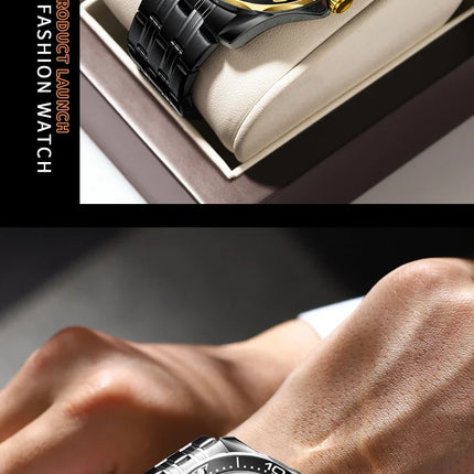 BINBOND Casual Fashion Ultra-thin Seahorse Series Quartz Men's Watch Date Waterproof Luminous Sports Business Men's Wristwatch