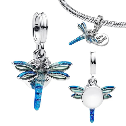 Original Charms 925 Sterling Silver Butterfly Pendant Dragonfly Flowers Bead For Women Necklace DIY Bracelet Fine Jewelry Gift