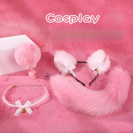6pcs/Set SM Erotic Cosplay Cute Fox Tail Anal Plug Bow-Knot Cat Ears Headbands Collar Couples Accessories Sex Toys For Female