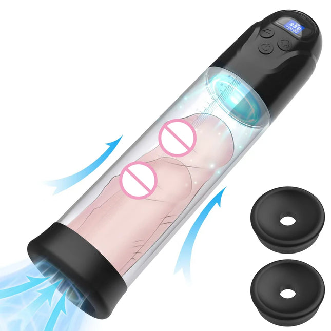 Automatic Sucking Penis Pump Male Vacuum Pump Trainer Enlargement Erection Extend 3 Suction 2 Silicone Sleeves Sex Toys for Men