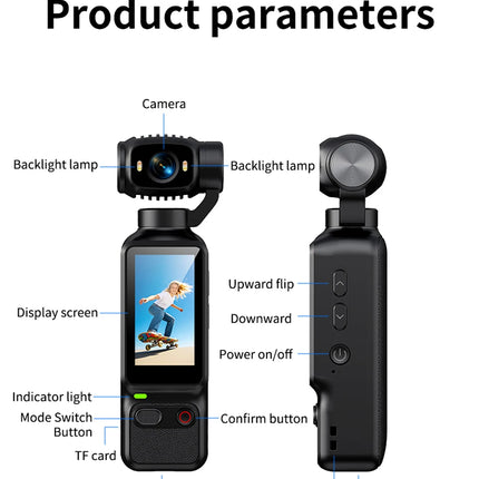 HD 1080P Portable Action Camera With Desktop Stand For Vlog YouTube Girls Entry Video Recording Record Life Action Cameras Cam