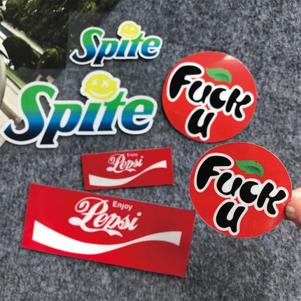 Car Stickers Pepsi Cola Fanta Sprite Logo Creative Funny Car Rear Trunk Side Window Glass Sticker Motorcycle Electric Car Decals