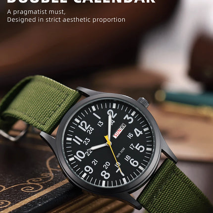 2024 TPW Field Watch Easy-Read Fabric Strap 24-Hour Display Quartz Movement