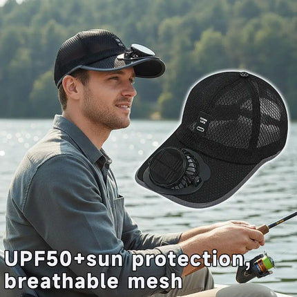 Summer Men Women Fan Baseball Hat Sun Block Baseball Hat with Solar Fan USB Charging Fan Breathable UV Block Outdoor Sunhats ﻿