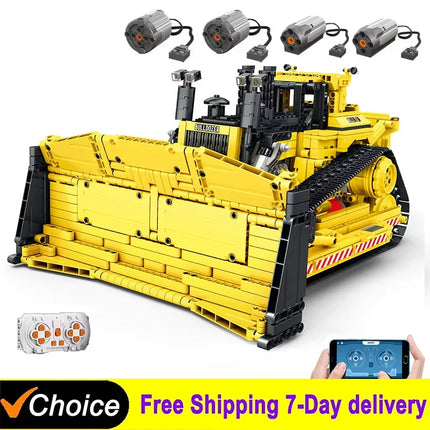 Electric Engineering Vehicle Bricks NEW Technical Remote Control D11 Bulldozer Building Blocks Mechanical Toys Gift Set for Boys