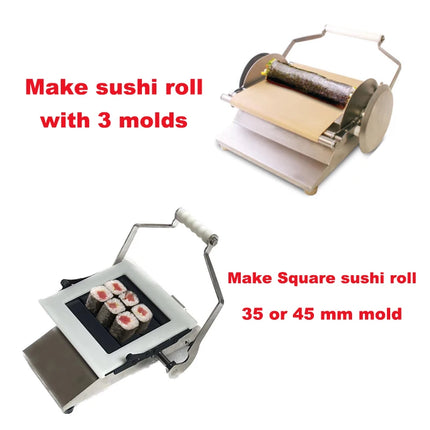 Commercial Sushi Roller Manual DIY Sushi Making Machine Stainless Steel Sushi Forming Machine Round/Square Sushi Shape