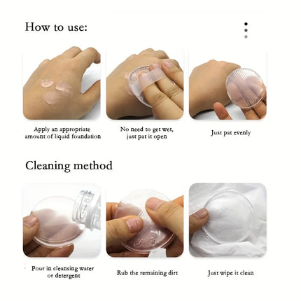 5pcs Transparent Silicone Makeup Puffs，Hypoallergenic Beauty Blenders for Sensitive Light Beige, Wet/Dry Cosmetic