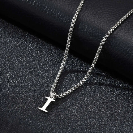 Vnox Simple A-Z Letter Necklace for Men, Waterproof Stainless Steel 26 Letters Pendant Necklace，Men’s Minimal Initial Necklace