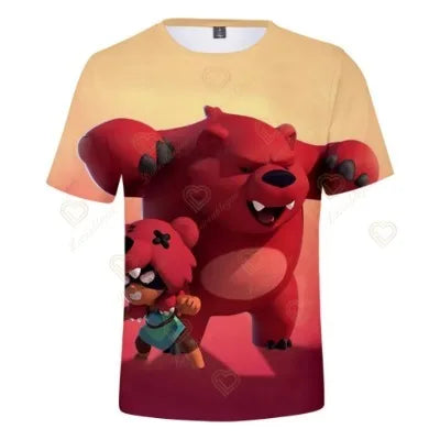 Anime T-shirt Children's Clothing Short Sleeve Tshirts Mico Kit Crow Leon Larry Lawrie Cartoon Kids T Shirts