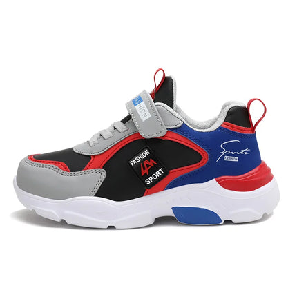 Autumn and Winter Children's Shoes, Boys' Sports Shoes, Leather Upper, Breathable, Non-Slip, Versatile Sports Shoes for Middle and Older Children, Elementary School Students