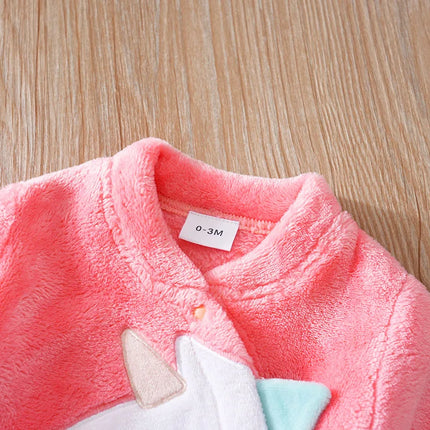 Newborns' Thick Jumpsuit Girls' Long Sleeves With Fleece Baby Cartoon Dinosaur Winter Warm Children's Clothing