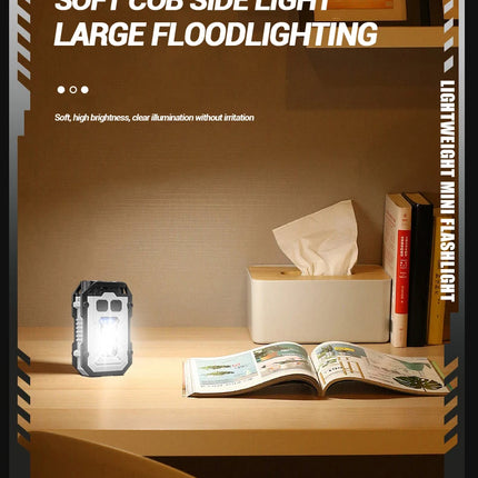 Mini COB LED Flashlight Rechargeable Portable EDC Torch USB C Pocket Lantern Flood Work Light with Clip Magnet For Emergency