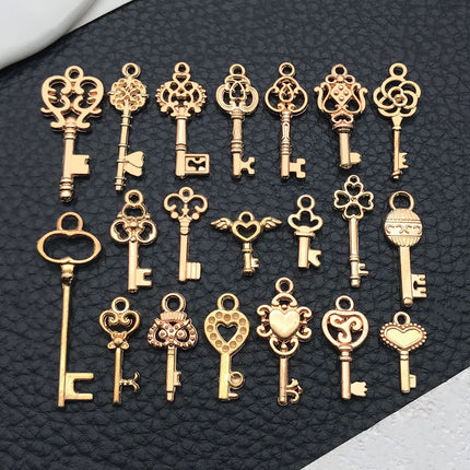 20/100pcs Mini Key Series (Includes Antique Gold/Bronze/KC Gold/Bright Silver Finishes) - Ideal for Handmade Jewelry Crafting"