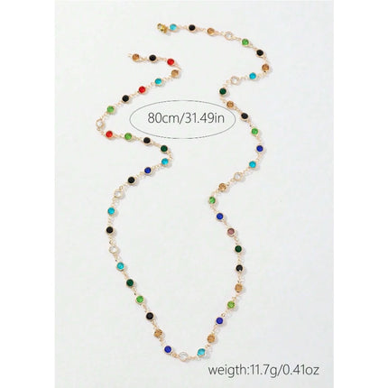 LATS New Luxury Colourful Long Tassel Necklace for Women Shiny Rhinestone Crystal Zircon Choker Bohemian Statement Jewelry Gifts