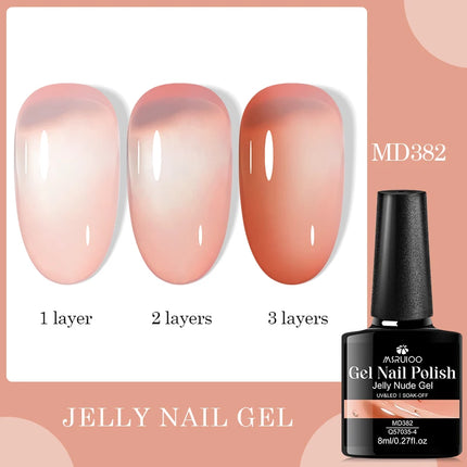 8ml Jelly Milky White Gel Nail Polish Translucent Pure Color UV Gel Polish Semi Permanent Soak Off Varnish Manicure Nail Art DIY