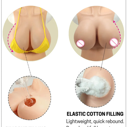 Realistic Silicone Breast Prosthetics for Crossdressing Fake busty boobs Half-Body Style I＆K Cup Comfortable And Natural-Looking