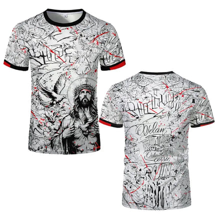 New Brazil Themed T-shirt Men's Brazilian Style Jesus Graphic Sports Jersey Unisex Street Trendy Breathable Short Sleeve Tees