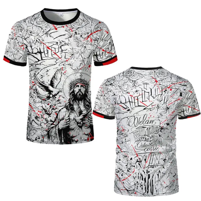 New Brazil Themed T-shirt Men's Brazilian Style Jesus Graphic Sports Jersey Unisex Street Trendy Breathable Short Sleeve Tees