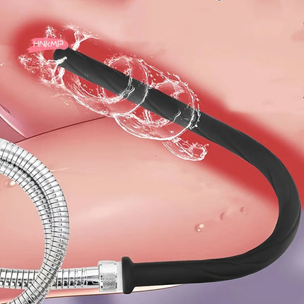 Deep Anal Plug with Washing Tube Long Silicone Buttplug Cleaning Accessory for Couples Vaginal & Anus Shower Sex Toy for Men