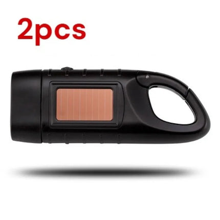Solar Flashlight Portable Outdoor Hiking Hand Crank Rechargeable Emergency Camping Lights Multi-functional Emergency Light